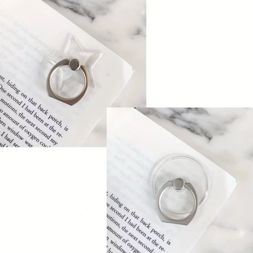 6-Pack Clear Transparent Phone Ring Holder Grip Stand Cute Shapes Kickstand Set